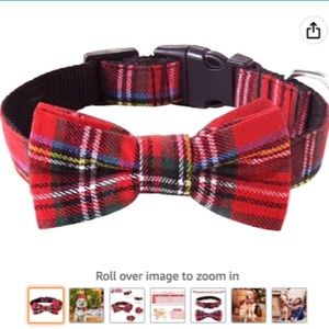 NIP plaid dog bow tie collar